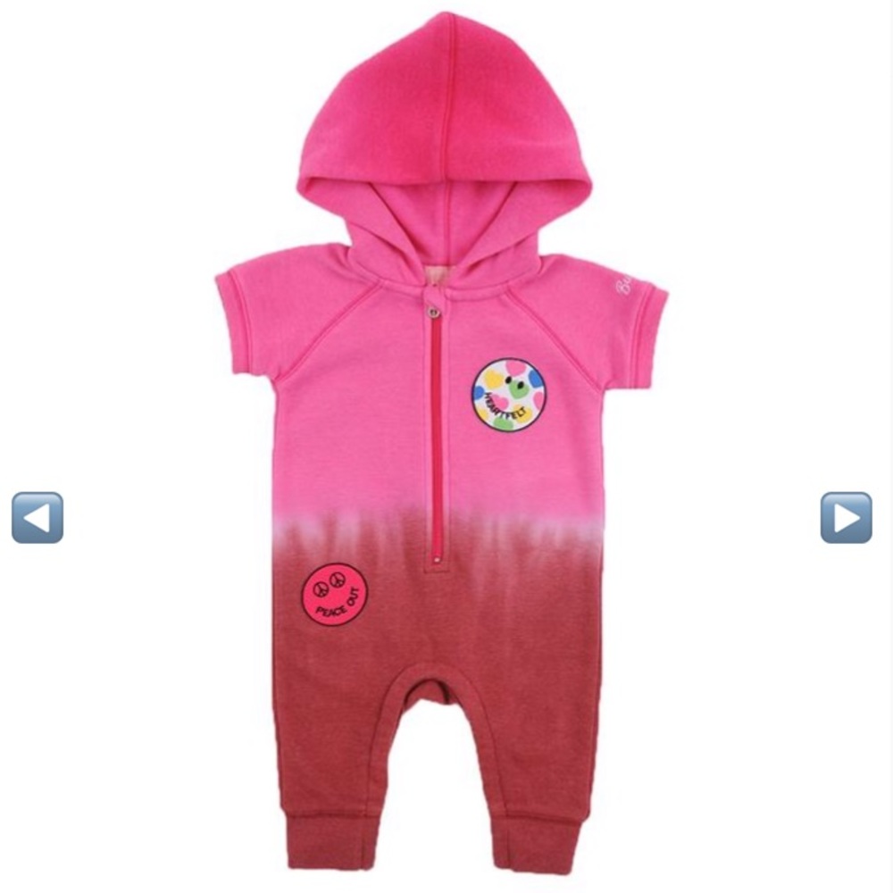 NEW! Patches Dip Dye Hooded Fleece Romper